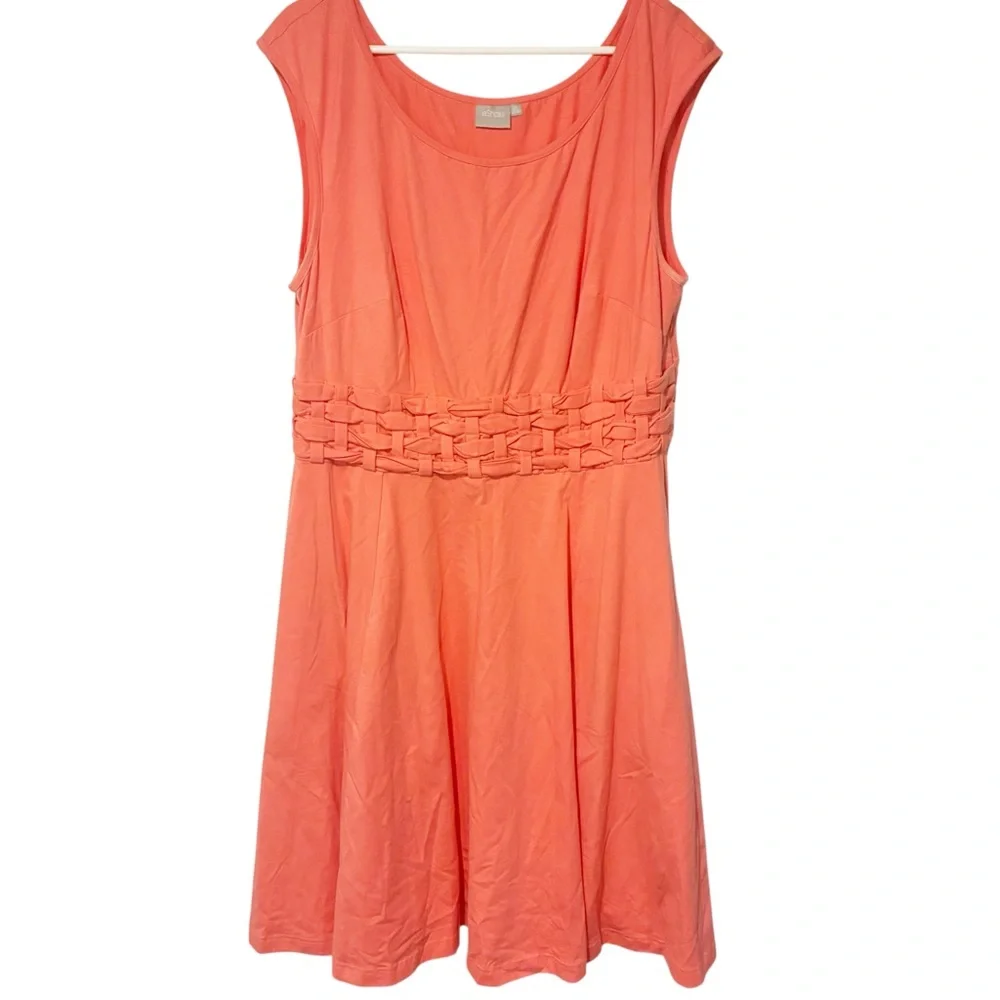 Eshakti Plus Size 2X 20W Peach Cotton Poplin Chelsea‎ Dress